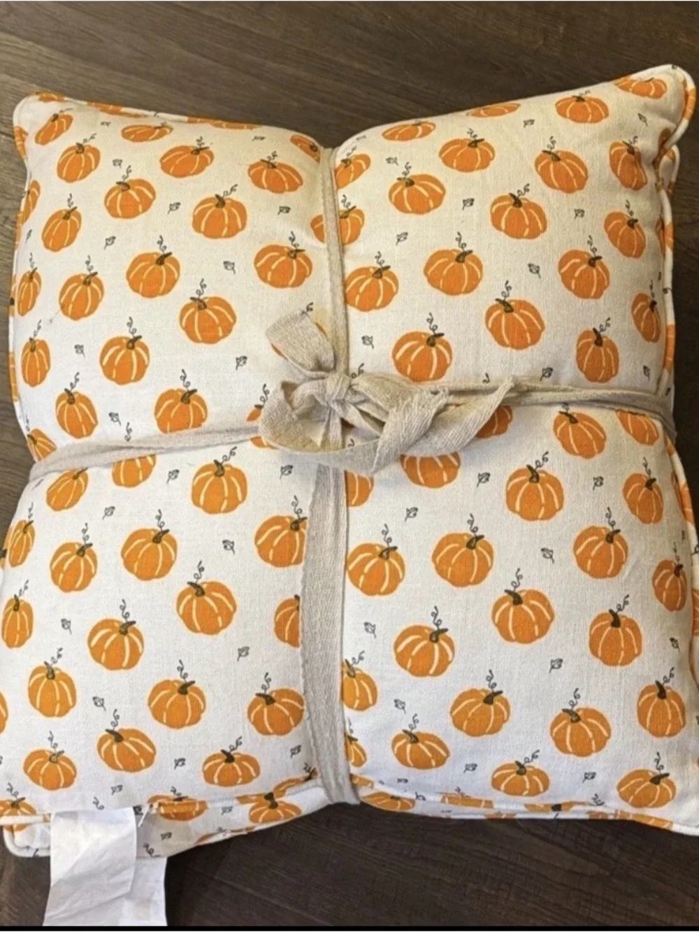 Shabby Chic Large Decorative Pumpkin Print Throw Pillow - Orange new